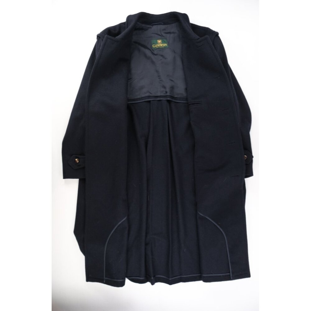 Giesswein Austria Wool Blend Long Coat Black Warm Winter Mens Sz 46R  5 Button - Picture 2 of 13